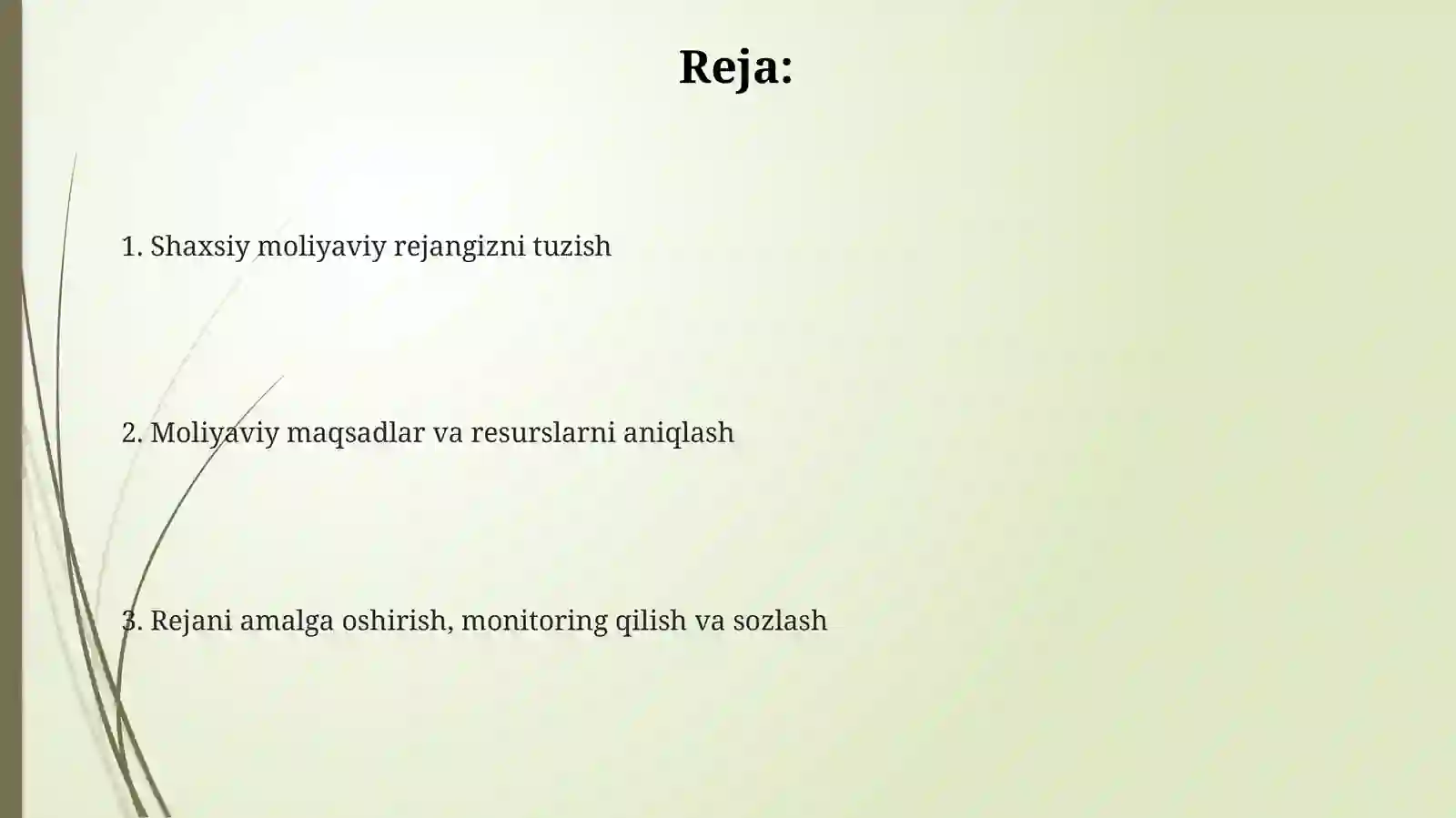 Shahsiy moliyaviy reja 2