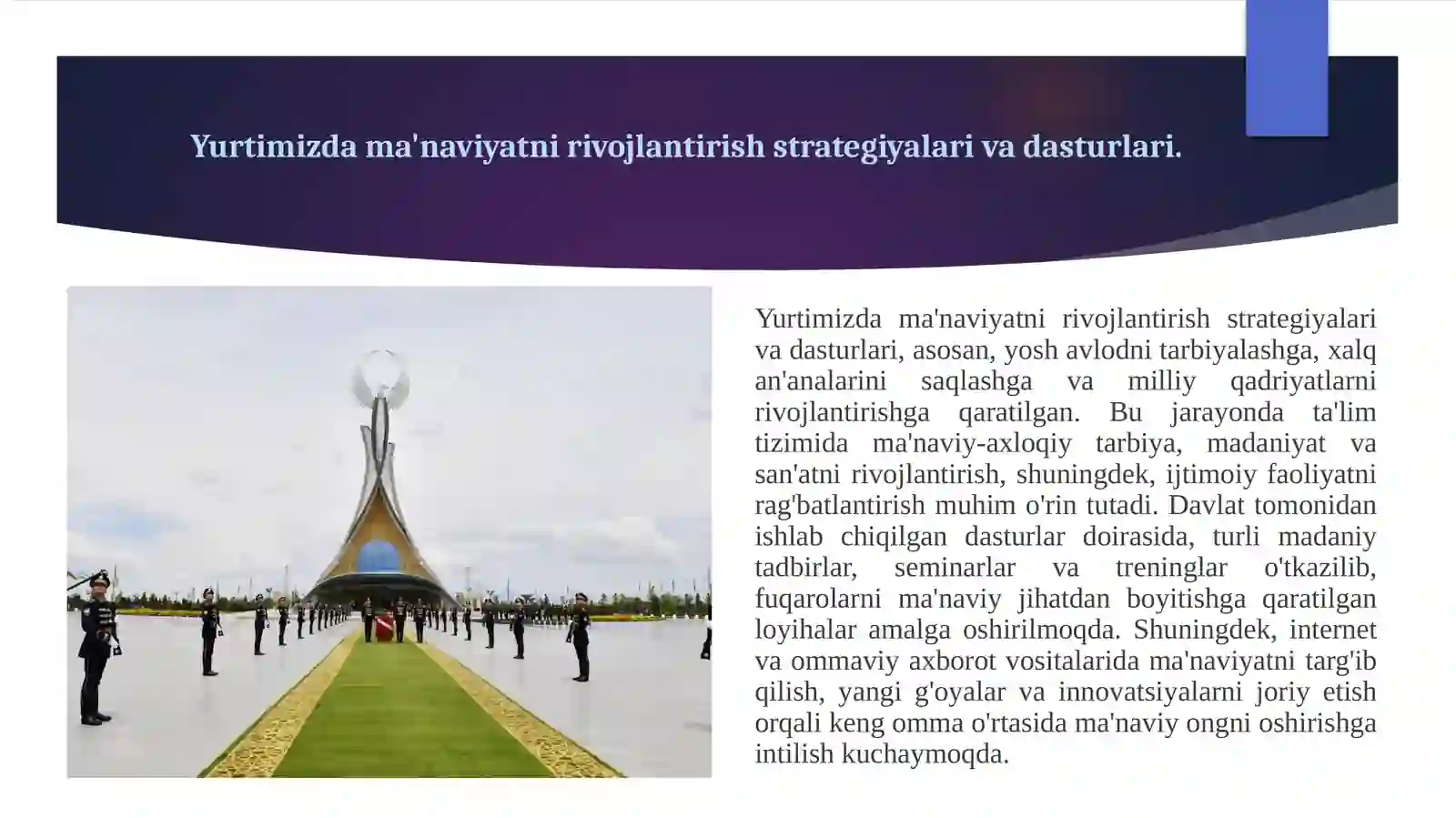 Yangi O'zbekistonda amalga oshirilayotgan ma'naviy o'zgarishlar 2