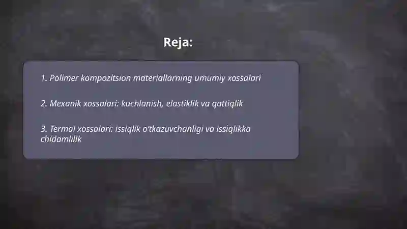 Polimer kompozitsion materiallarning xossalari 2