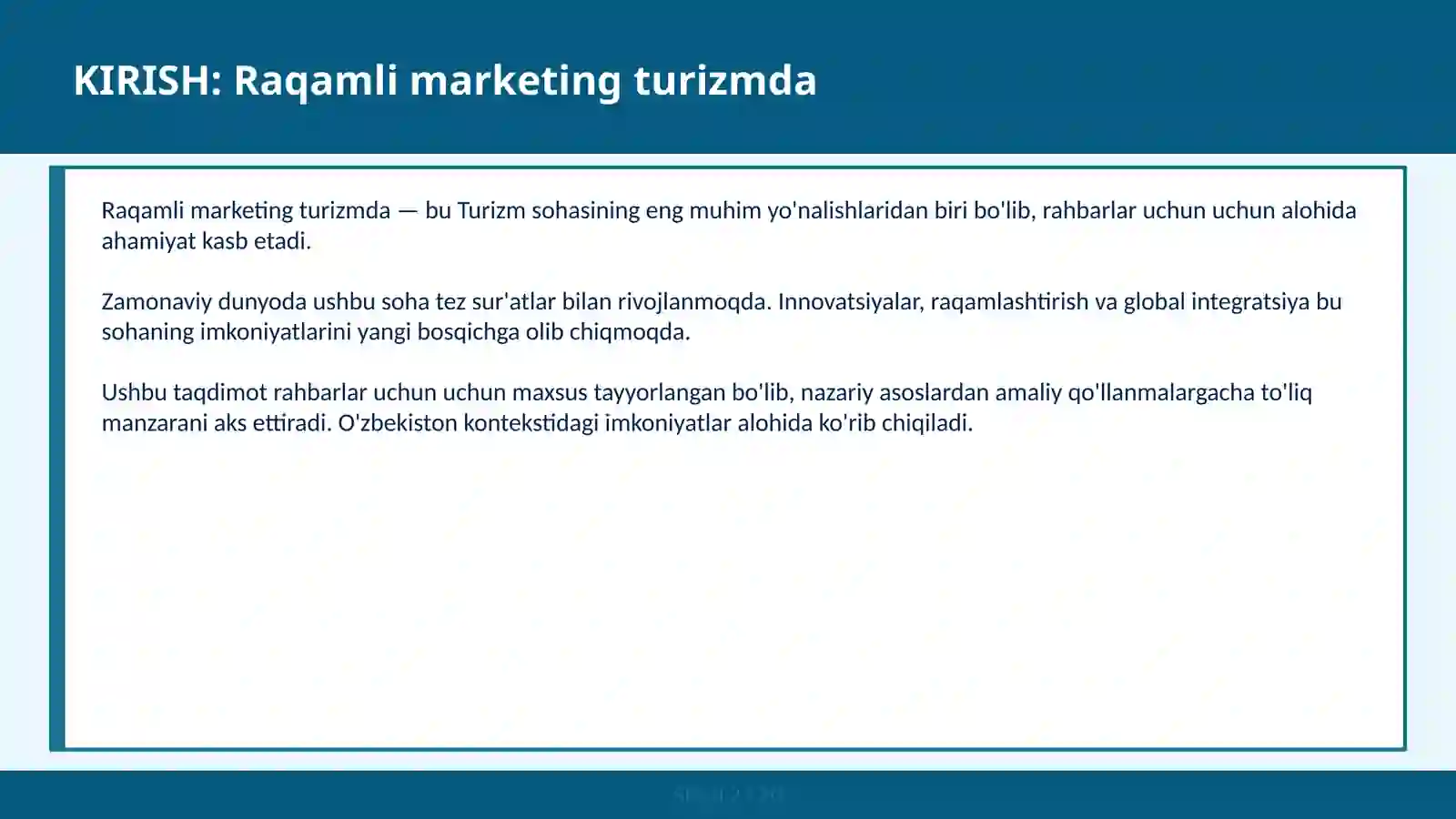 Raqamli marketing turizmda 2