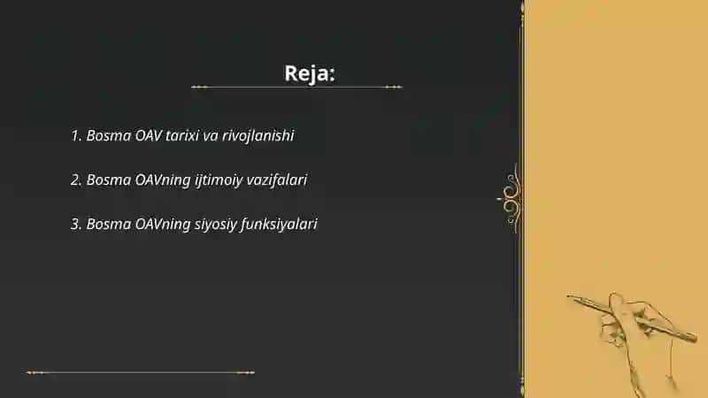 Jurnalistika sohasida bosma OAV va uning vazifalari 2