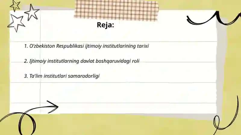 O‘zbekiston Respublikasida ijtimoiy institutlar faoliyati va ularning samaradorligi 2
