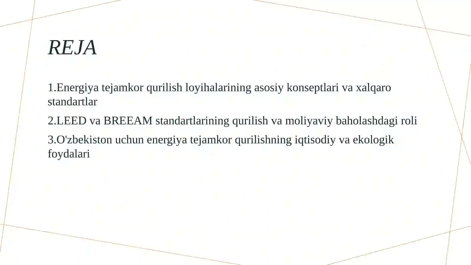 Energiya tejamkor qurilish loyihalari smetasi: LEED va BREEAM dolzarb xalqaro standartlari 2
