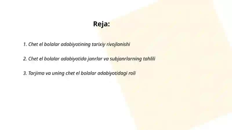 Chet el bolalar adabiyotining umumiy tahlili 2