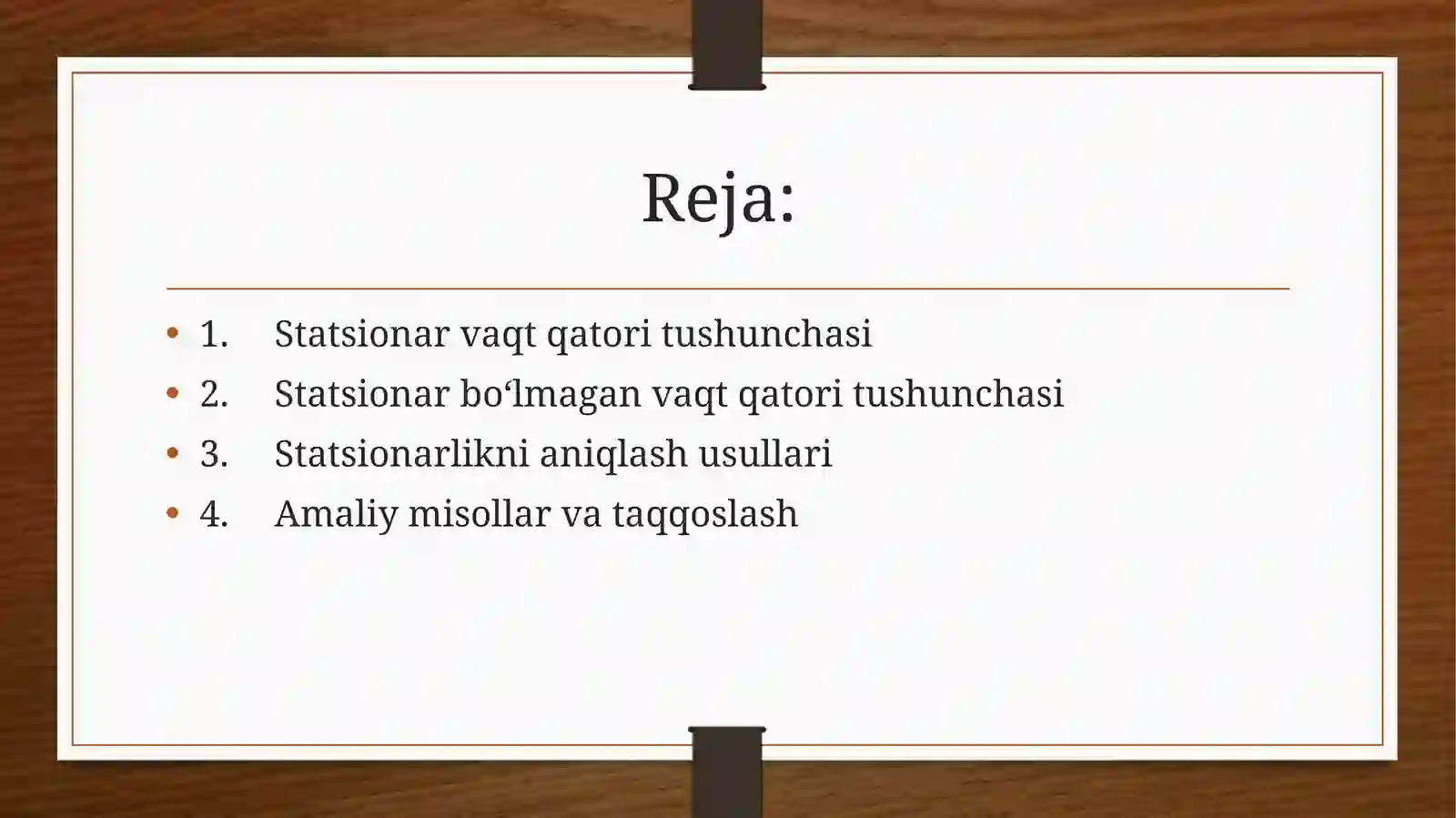 Statsionar va statsionar bo'lmagan vaqt qatorlarining tushunchasi 2