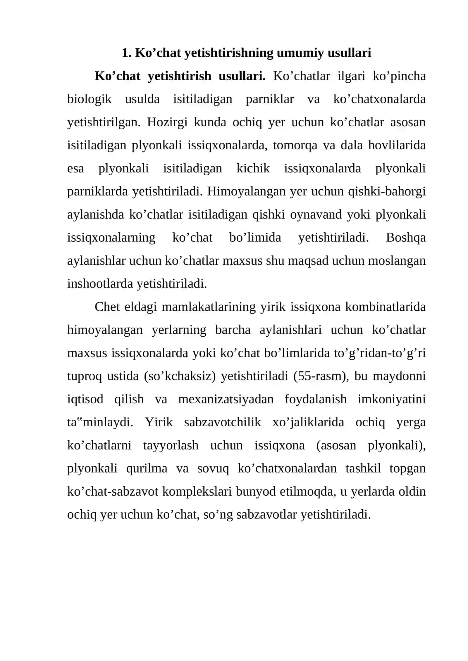 Ko’chat yetishtirishning umumiy usullari 2
