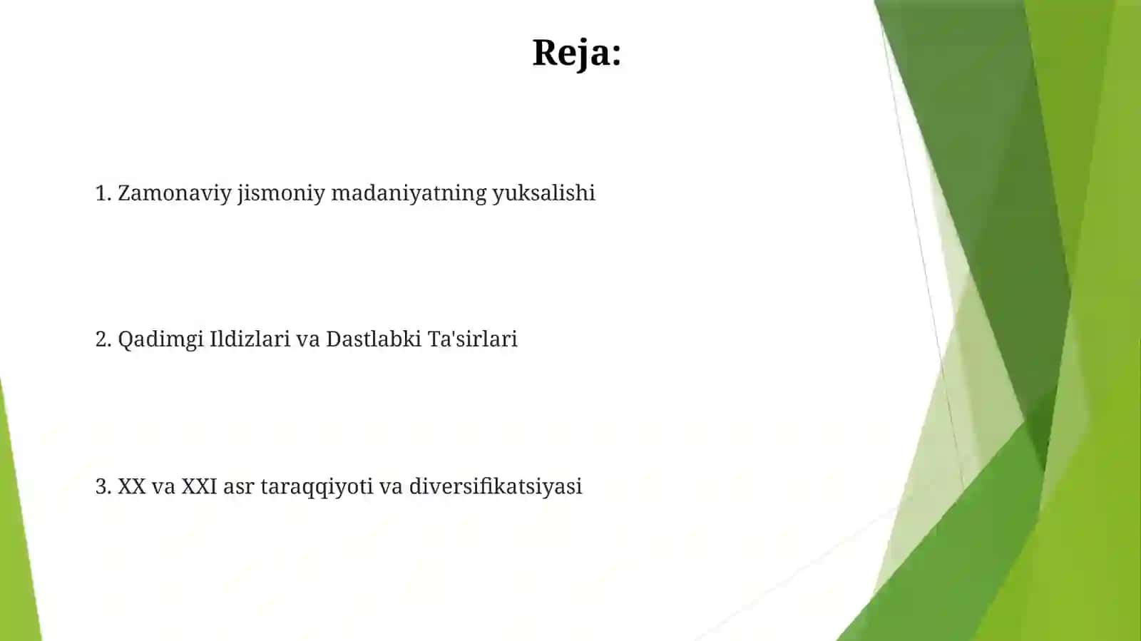 Jismoniymadaniyatnazariyasivauslubiyatifannigshakllanishivarivojlanishdavri 2