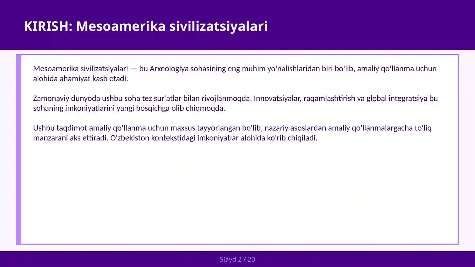 MESOAMERIKA SIVILIZATSIYALARI 2