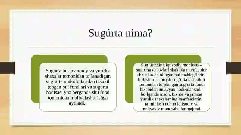 Sug’urtalashning iqtisodiy mohiyati va funksiyalari. Risk va ularning sug’urtadagi o’rni 2