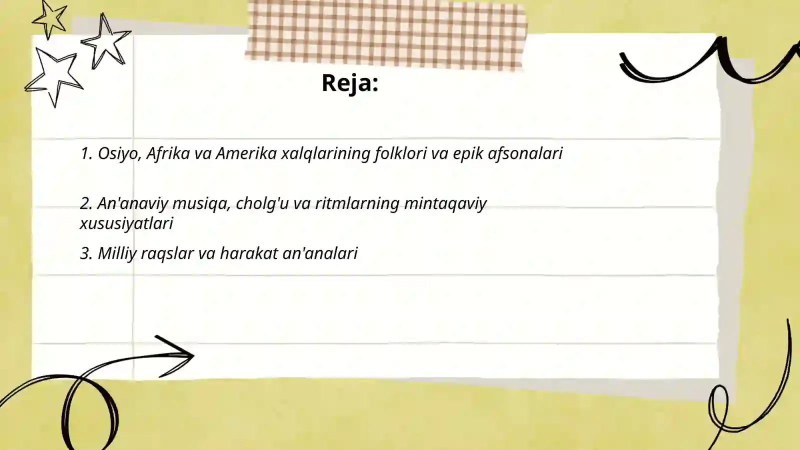 Osiyo, Afrika va Amerika xalqlari madaniyati 2