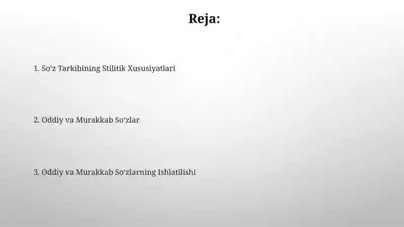 Soʻzlarning Tuzilishiga kora turlari sodda va qoshma sozlar ularning uslubiyati 2