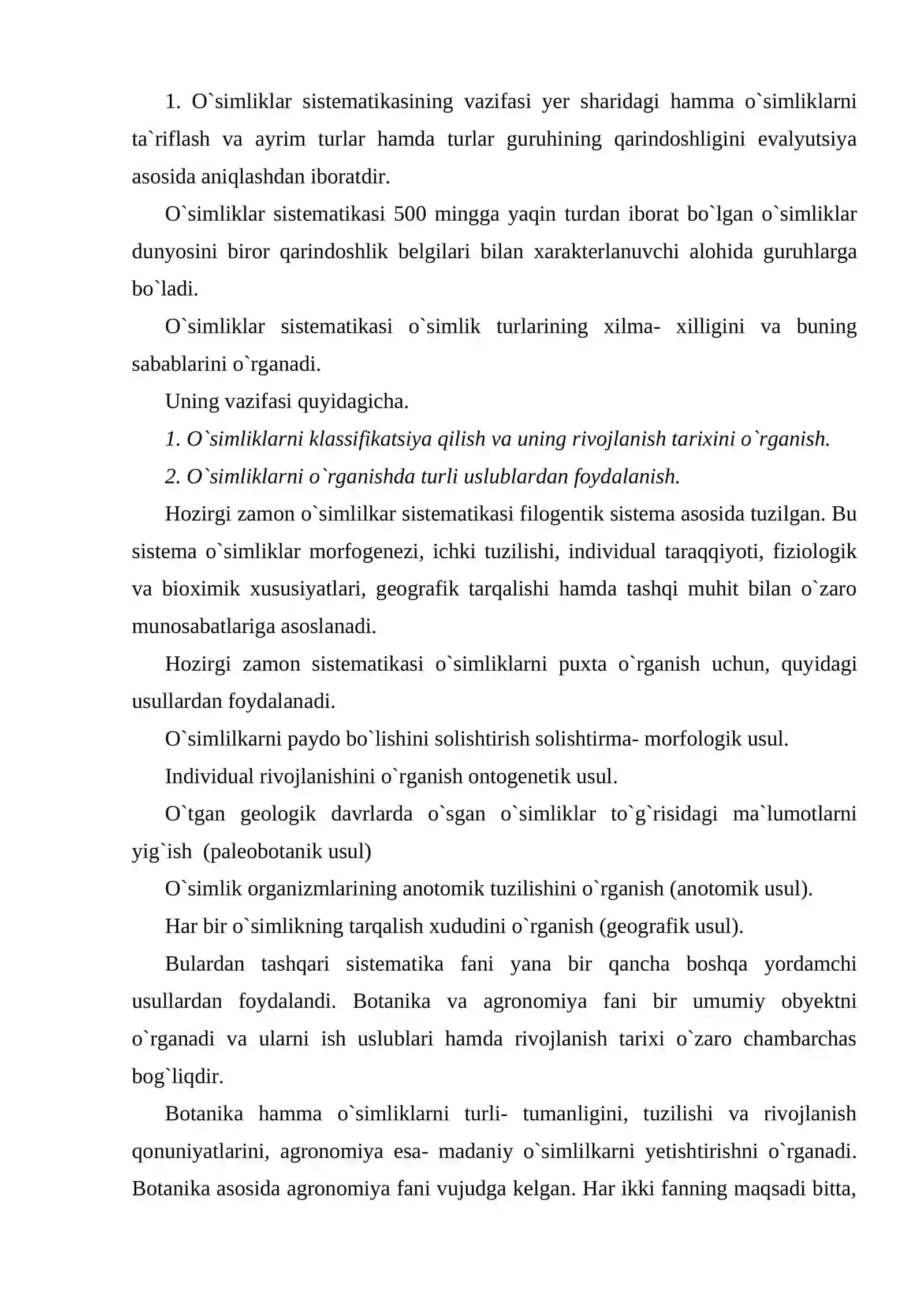 O`simliklar qoplamini klassifikatsiyasiga solish printsiplari 2