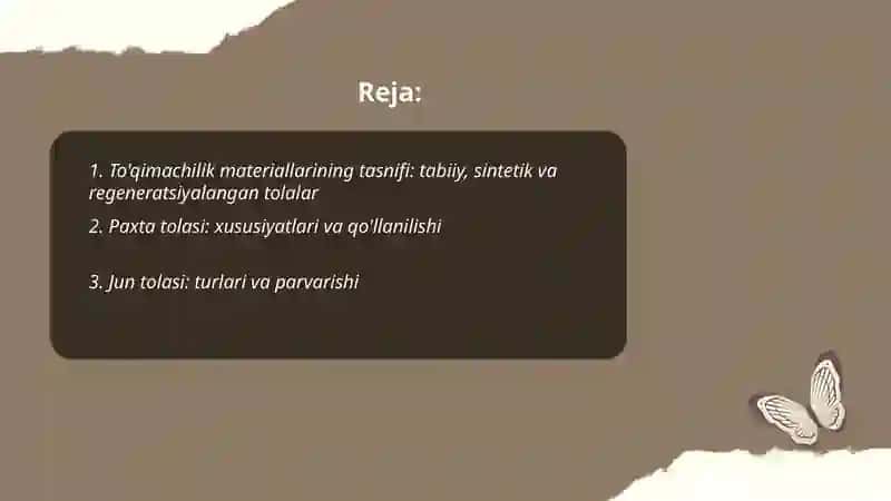 To'qimachilik materiallarining tasnifi 2