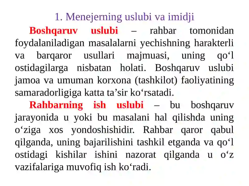 MENEJER USLUBI VA MADANIYATI 2