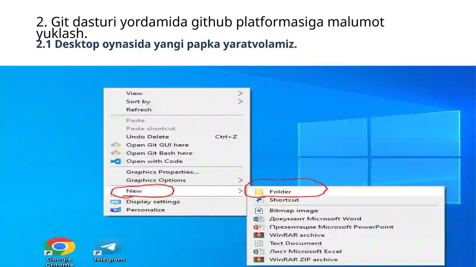Git dasturiy ordamidagi GitHub platformasiga ma'lumot yuklash 2