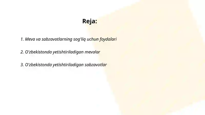 Meva va sabzavotlar 2