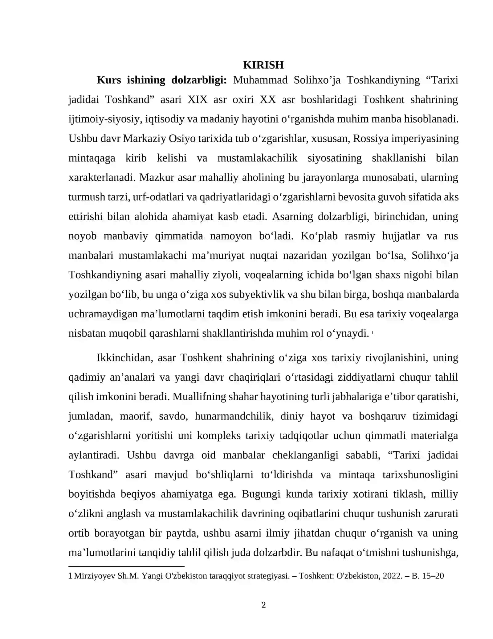 Muhammad Solihxo’ja Toshkandiyning “Tarixi jadidai Toshkand” asari 2