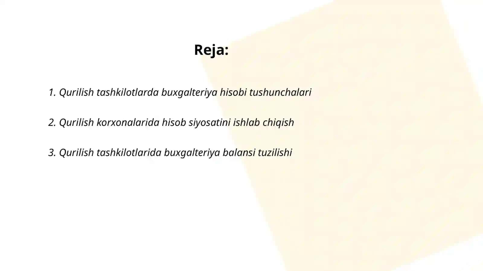 Qurilish tashkilotlarda buxgalteriya hisobini tashkil qlish asoslari va qurilish tashkilotlarda asosiy vositalar hisobning hususiyatlari 2