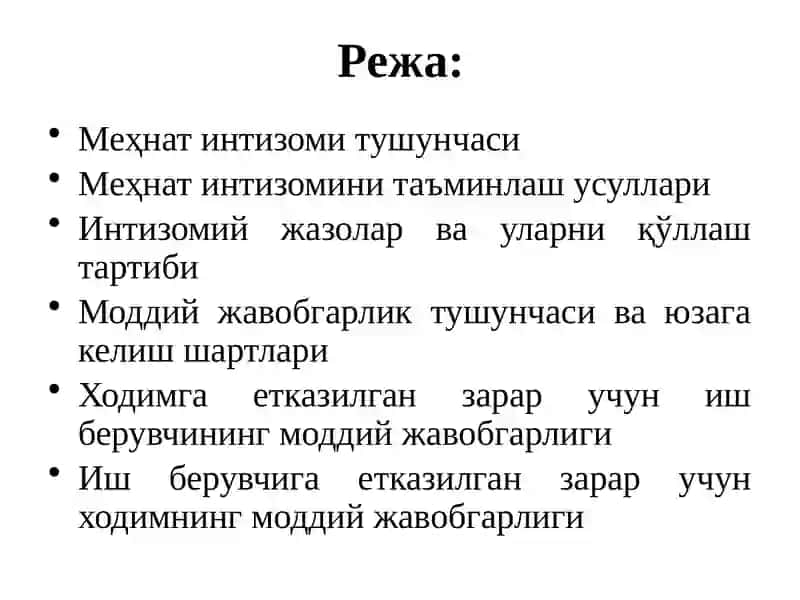 Меҳнат интизоми ва юк тақсимотини олиб боришнинг моддий жавобгарлиги 2