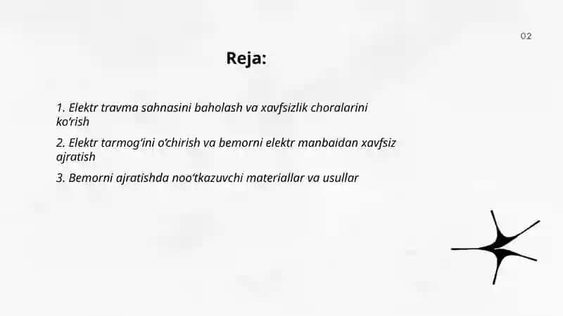 Elektr travmada birinchi tibbiy yordam Jahongir 2