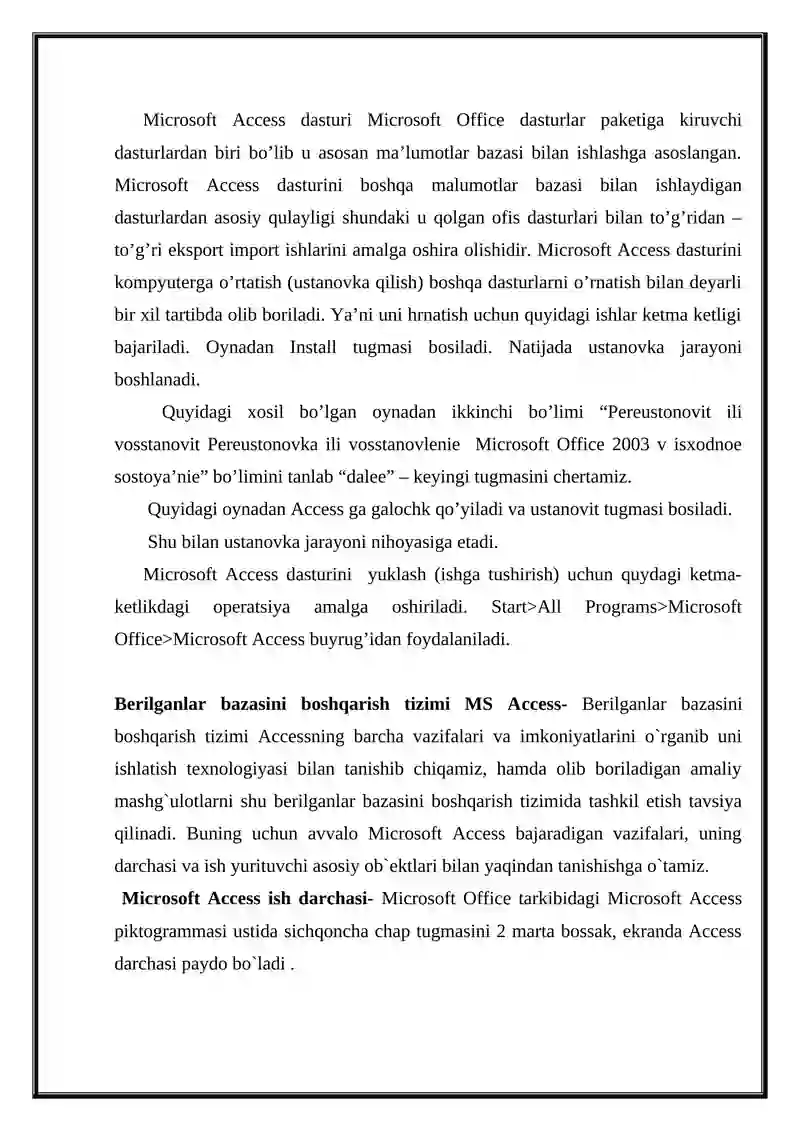 Microsoft Access dasturi 2
