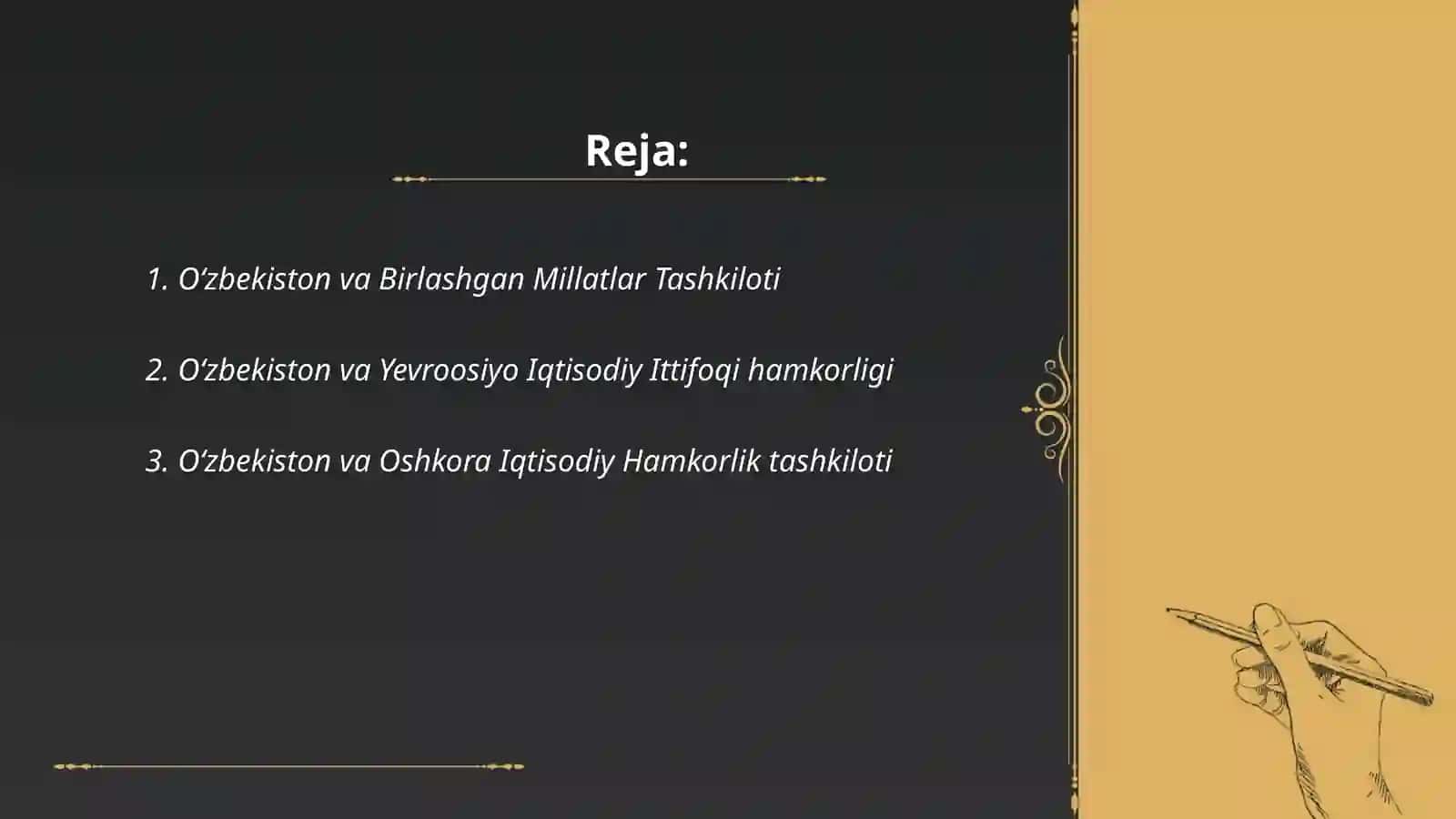 Oʻzbekistonning xalqaro tashkilotlar bilan hamkorlik aloqalari 2