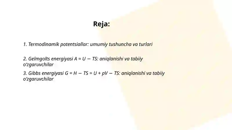 Termodinamik potentsiallar 2