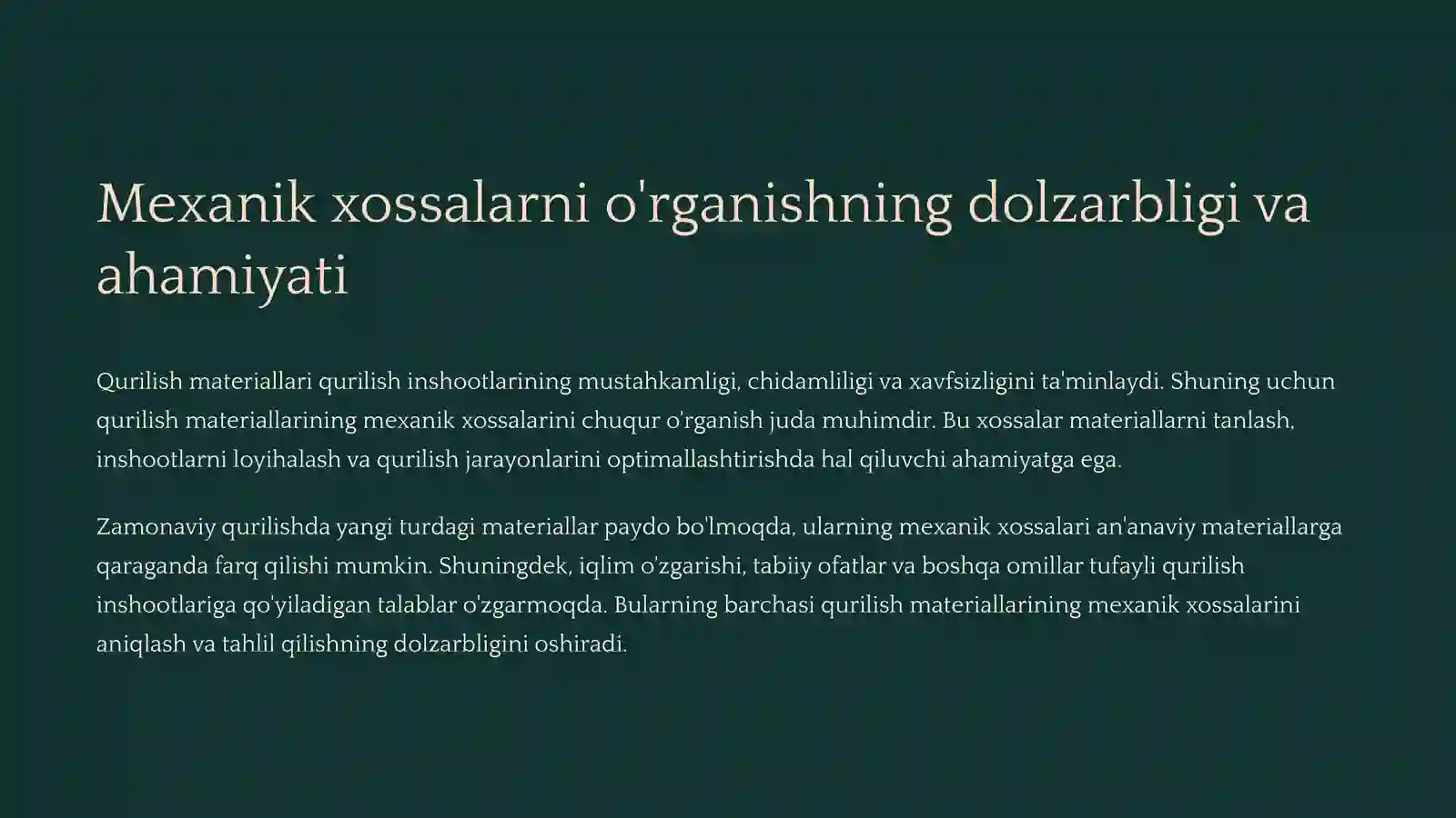 Qurilish materiallarini mexanik xossalarini o'rganish foydalaniladigan asbob va uskunalar 2