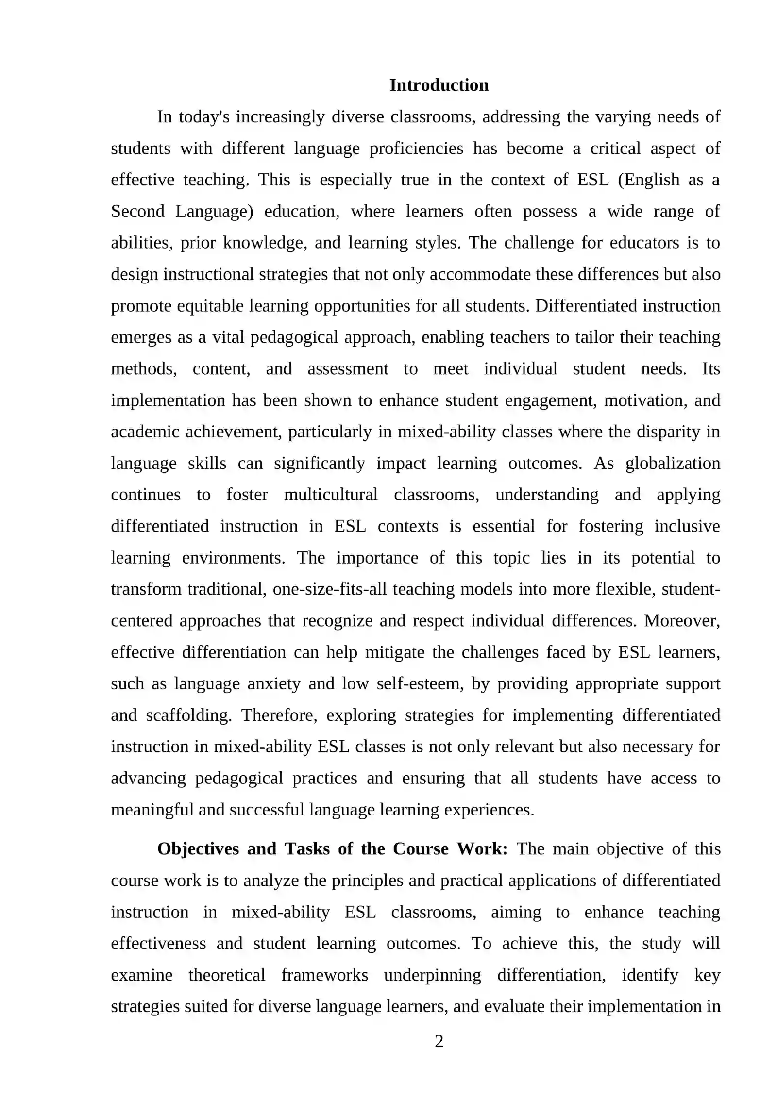 DIFFERENTIATED INSTRUCTION FOR MIXED-ABILITY ESL CLASSES 2