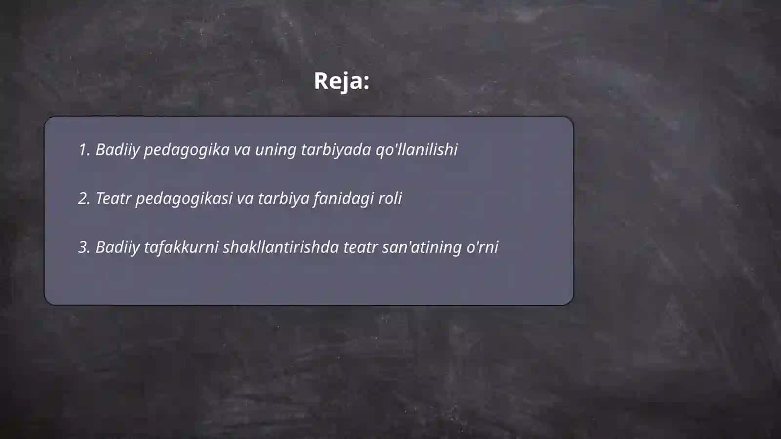 Tarbiya fanini o'qitishda badiy va teatr pedagogika imkonyatlaridan foydalanish 2
