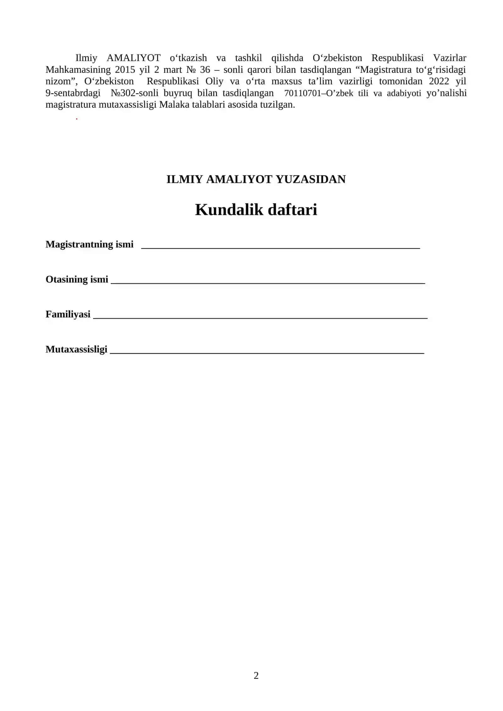 Magistr kundaligi 2