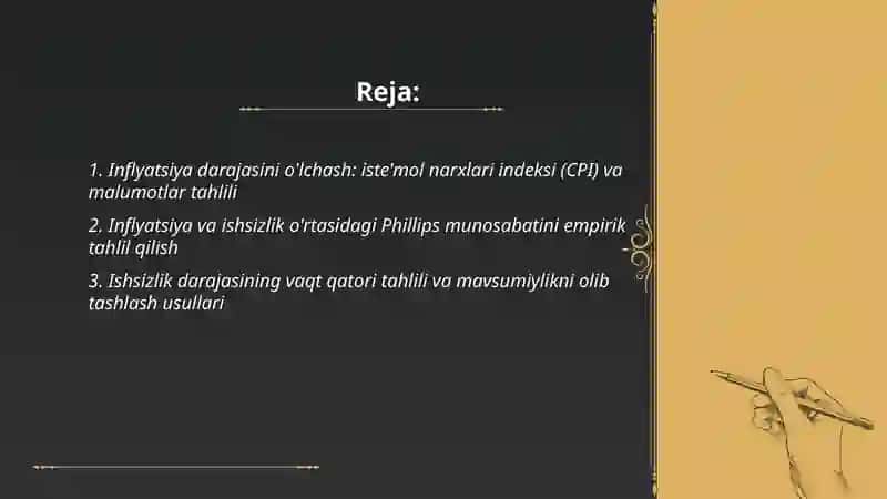 Iqtisodiyotda malumotlar tahlili va infilizatsiya va ishsizlik malumotlari tahlili 2