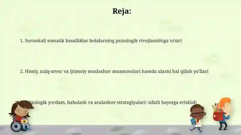 Surunkali somatik kasalliklar bilan xastalangan bolalar psixologiyasi 2