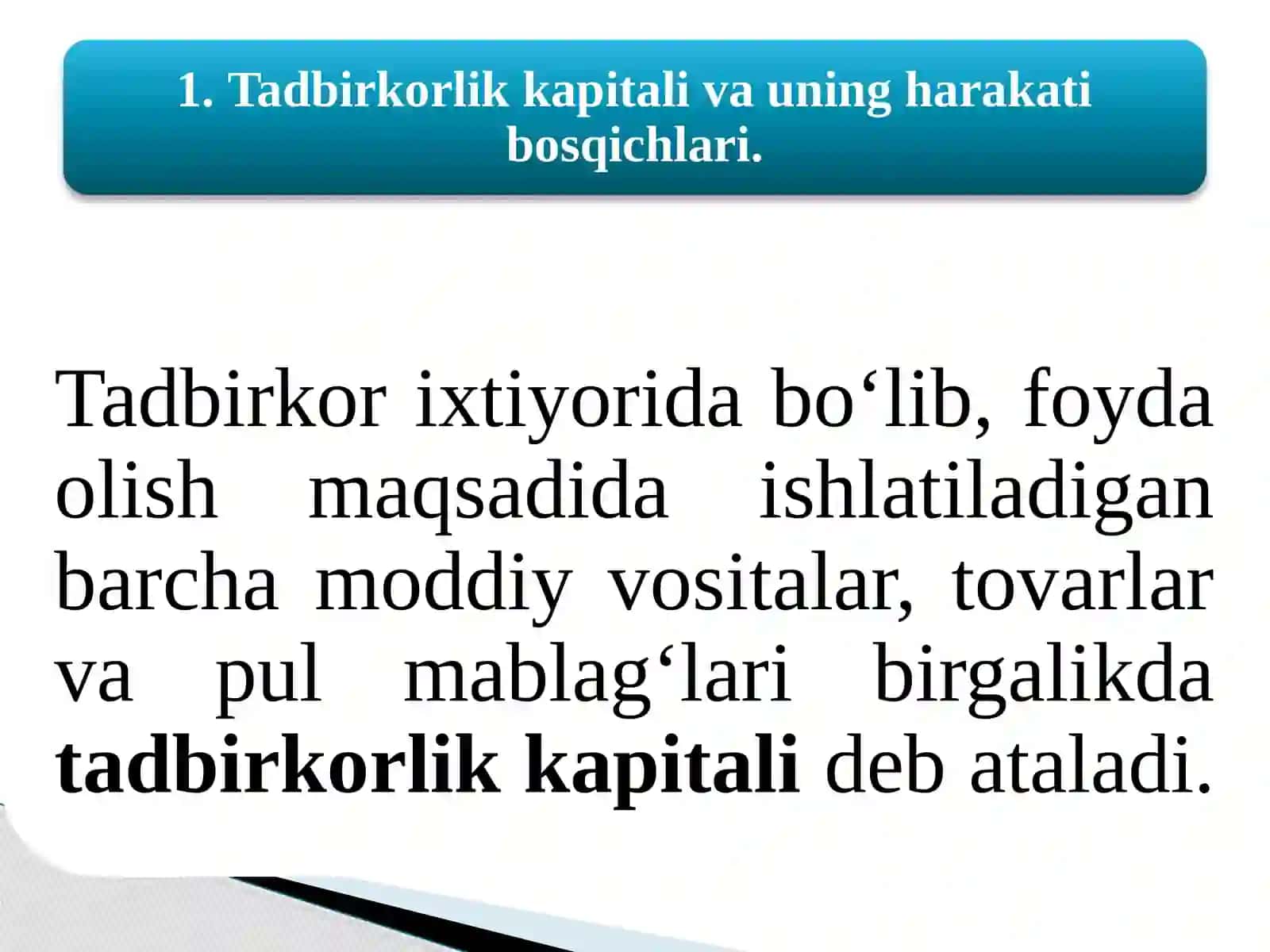 Ma’ruza mashg‘uloti rejasi 2