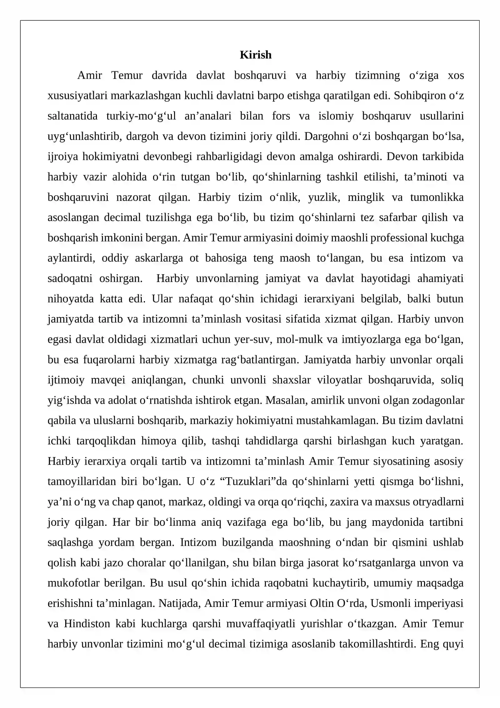 Amir Temur davrida harbiy unvonlar 2