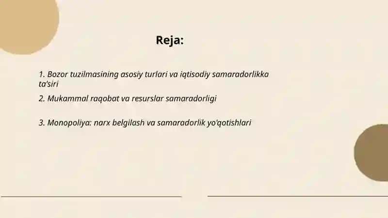 Bozor tuzilmasi va uning iqtisodiy samaradorlikka ta’siri 2