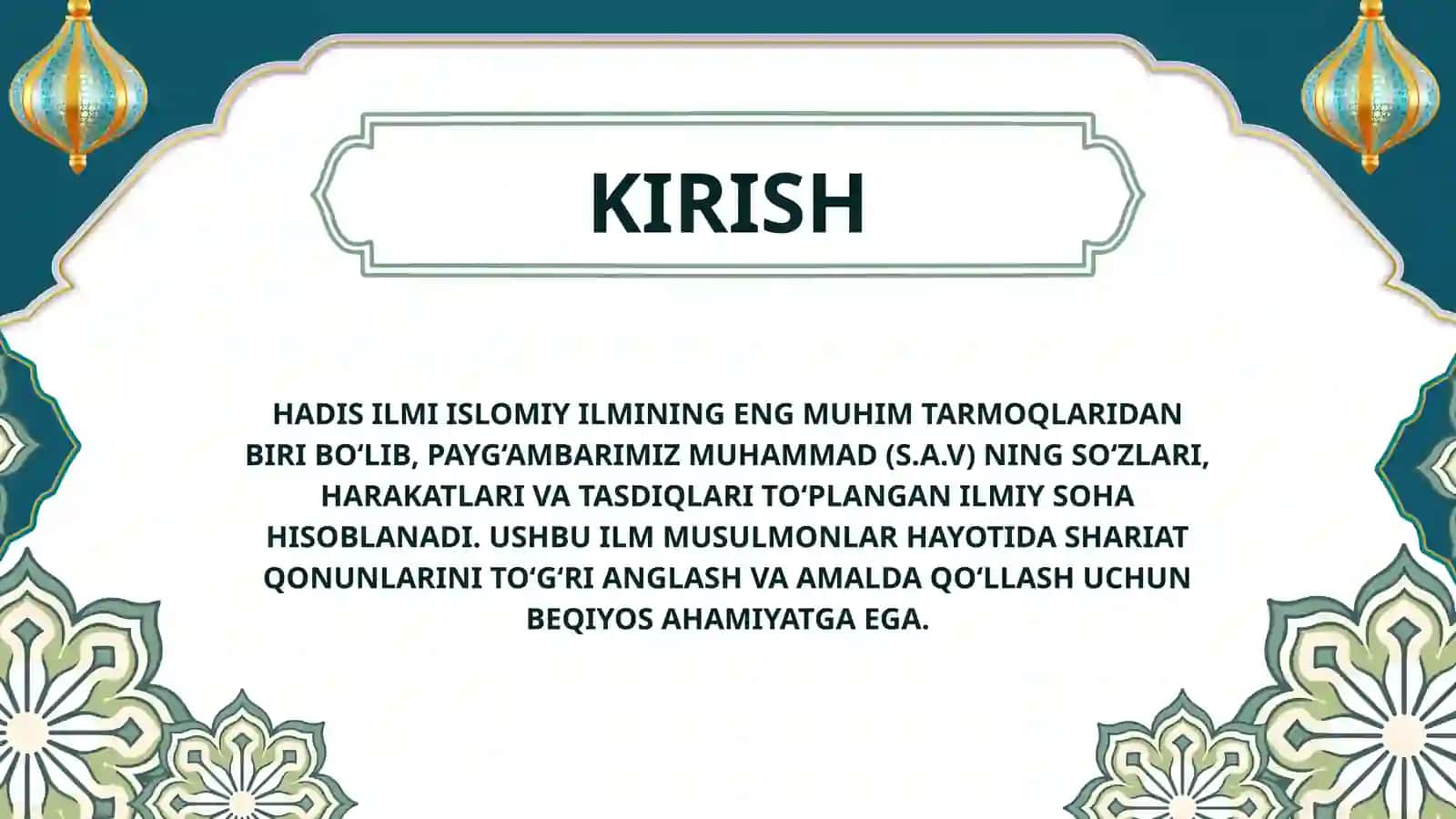 ISLOM DINIDA HADIS ILMI 2