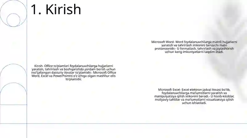Microsoft Office Word, Excel va PowerPoint Dasturlari 2