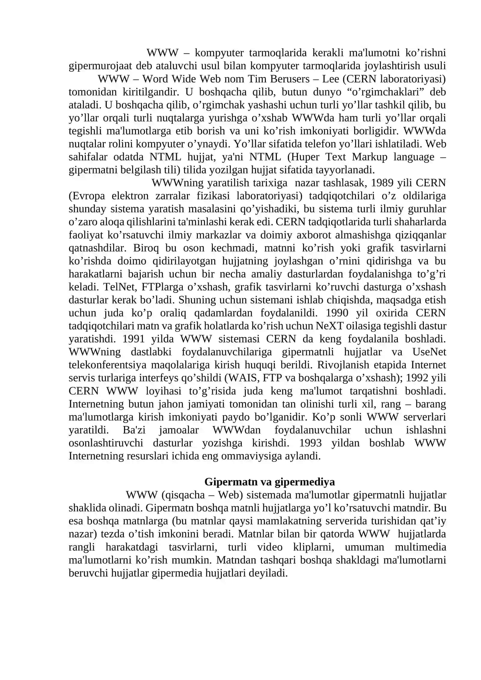 World Wide Web (WWW) tizimi 2