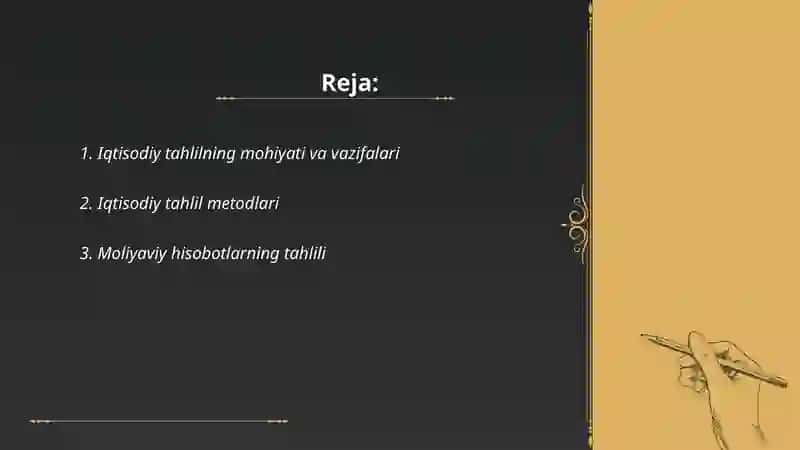 Iqtisodiy tahlil ishni tashkil etish va uning axborot bazasi 2