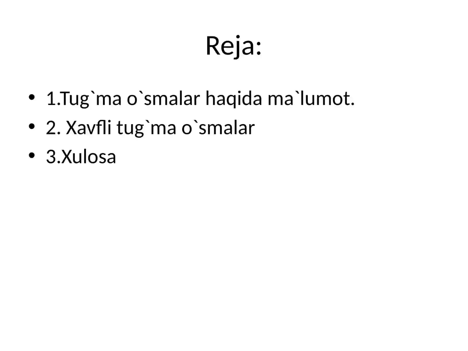 Tug`ma o`smalar 2