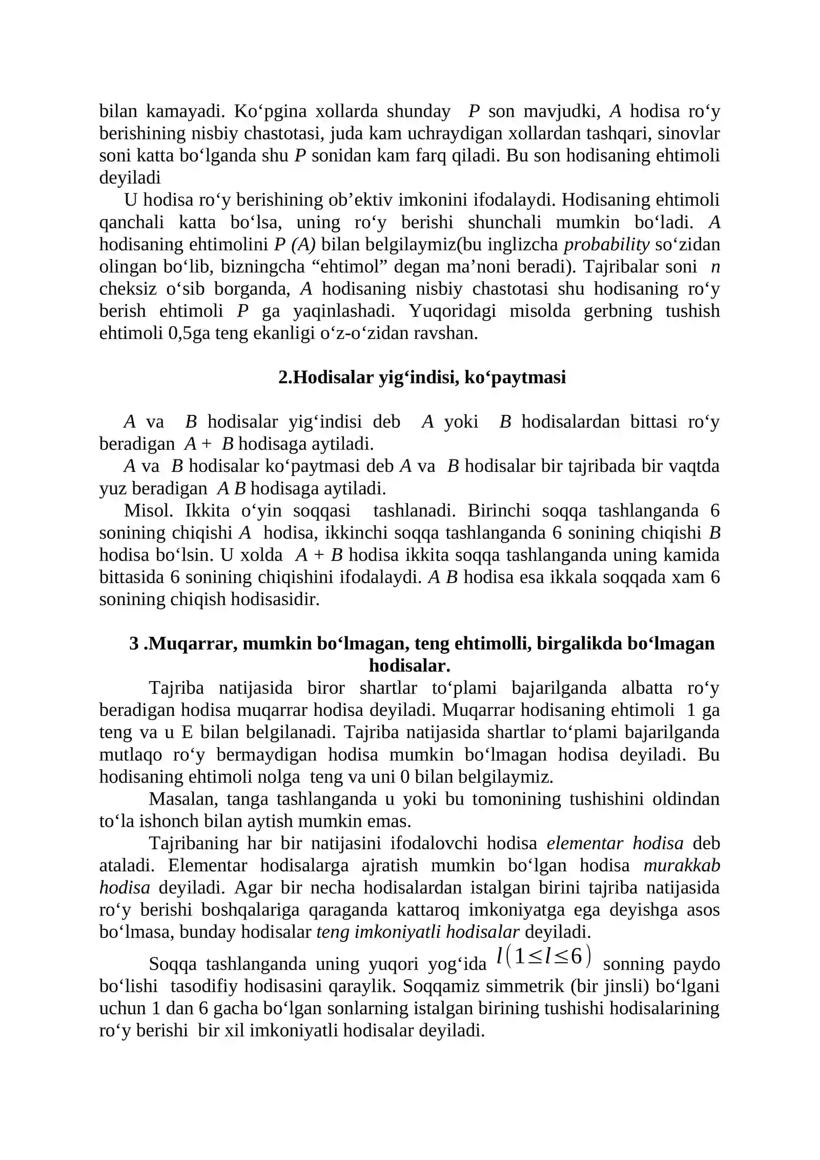 EHTIMOLLAR NAZARIYASI ELEMENTLARI 2