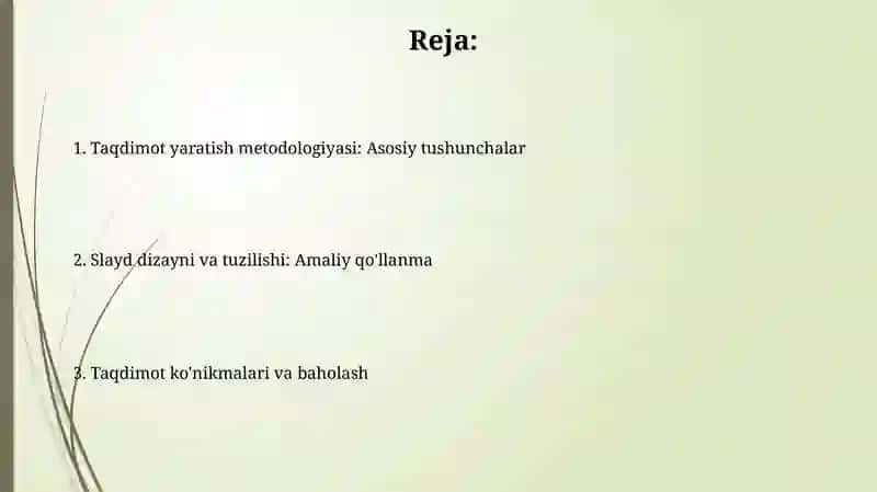 Taqdimot slaydlarini yaratish bo‘limini o‘qitish metodikasi 2