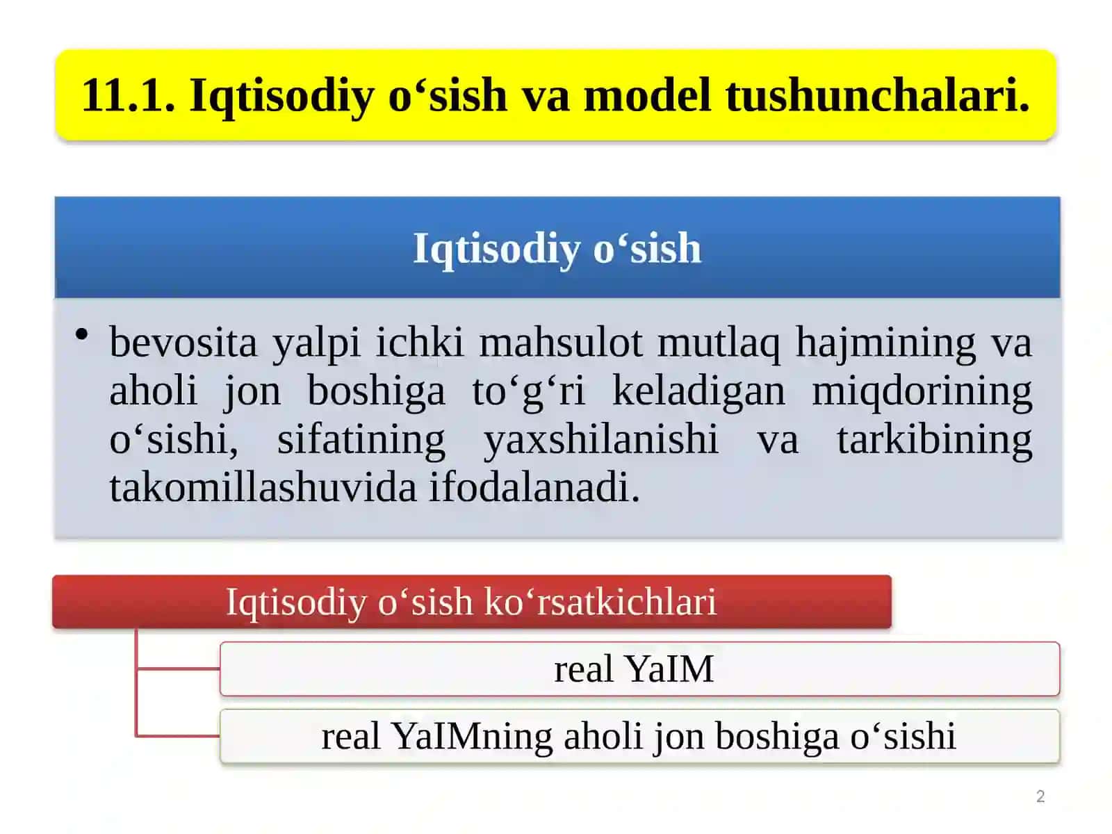 Qisqa muddatli iqtisodiy o'sish 2