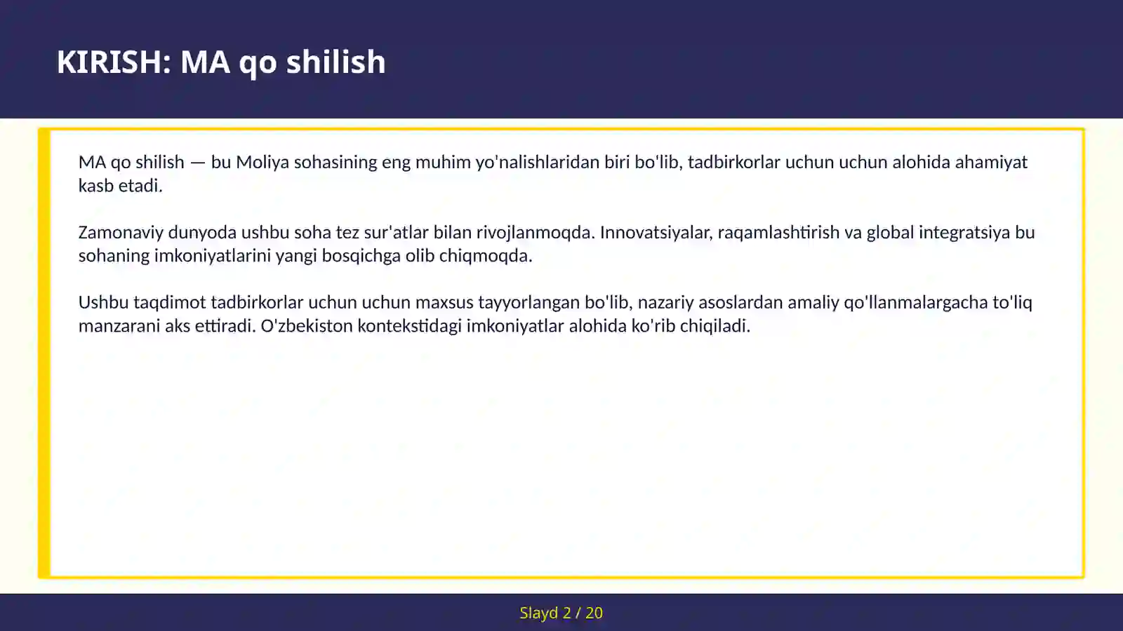 MA QO SHILISH 2