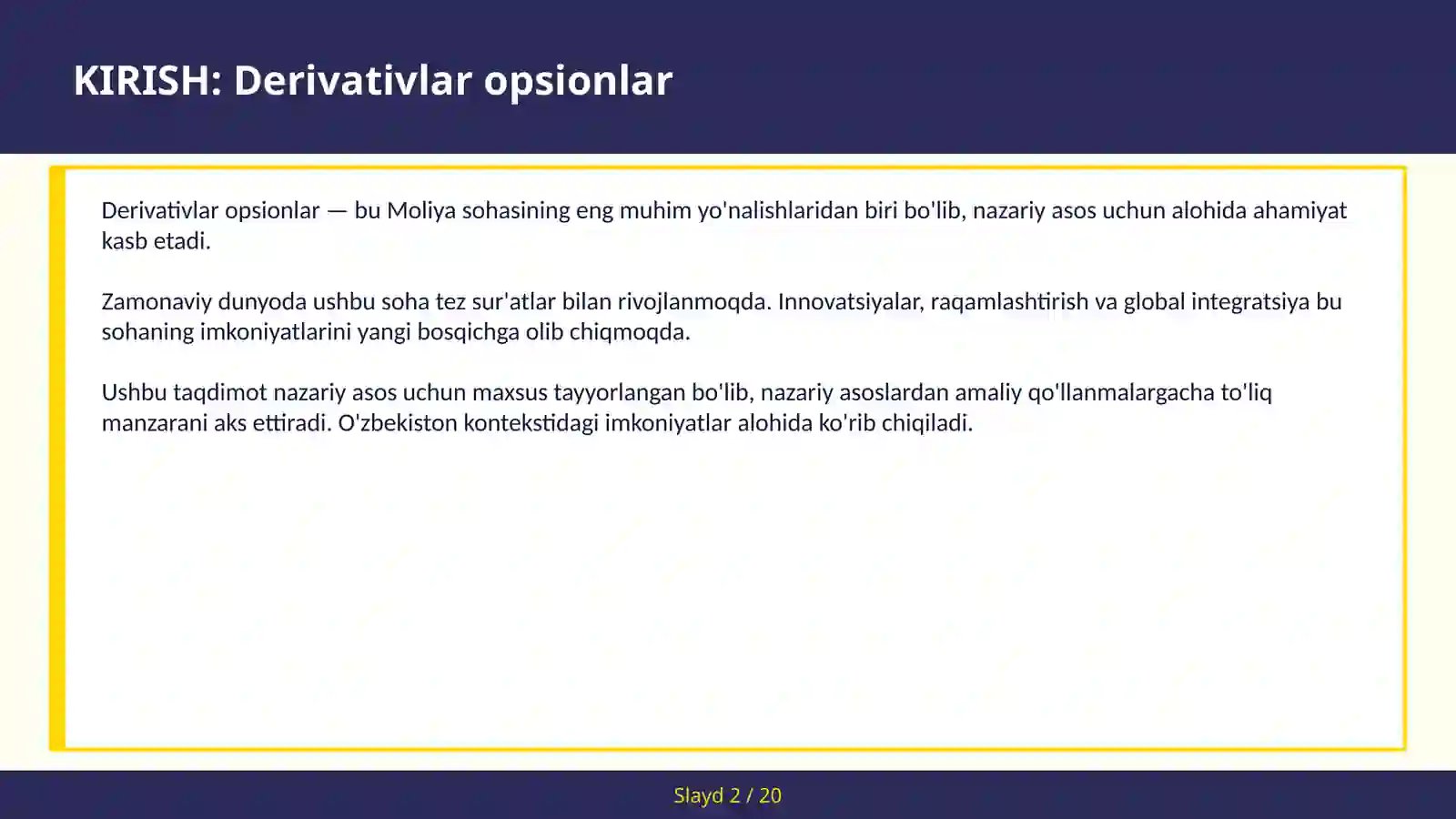 Derivativlar opsionlar 2