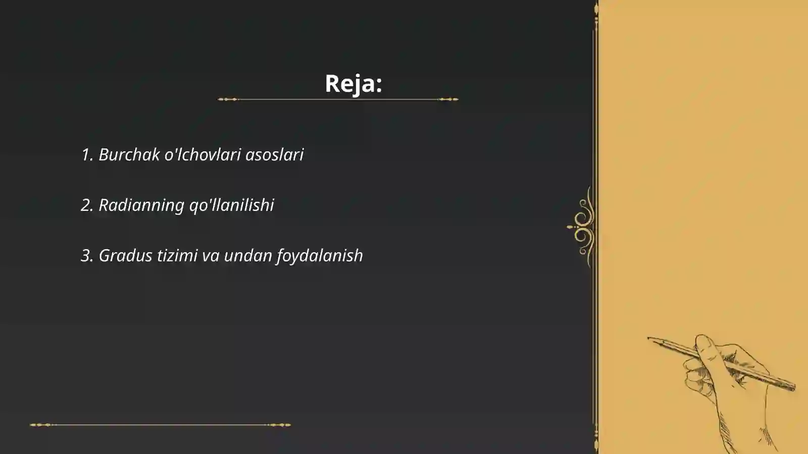 Burchak o'lchovlari 2