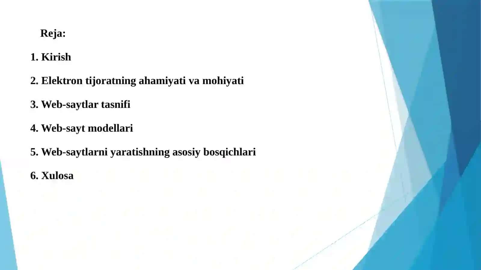 Elektrontijoratningtushunchasi,Web-saytlartasnifivamodellarivaWeb-saytlarniyaratishbosqichlari 2