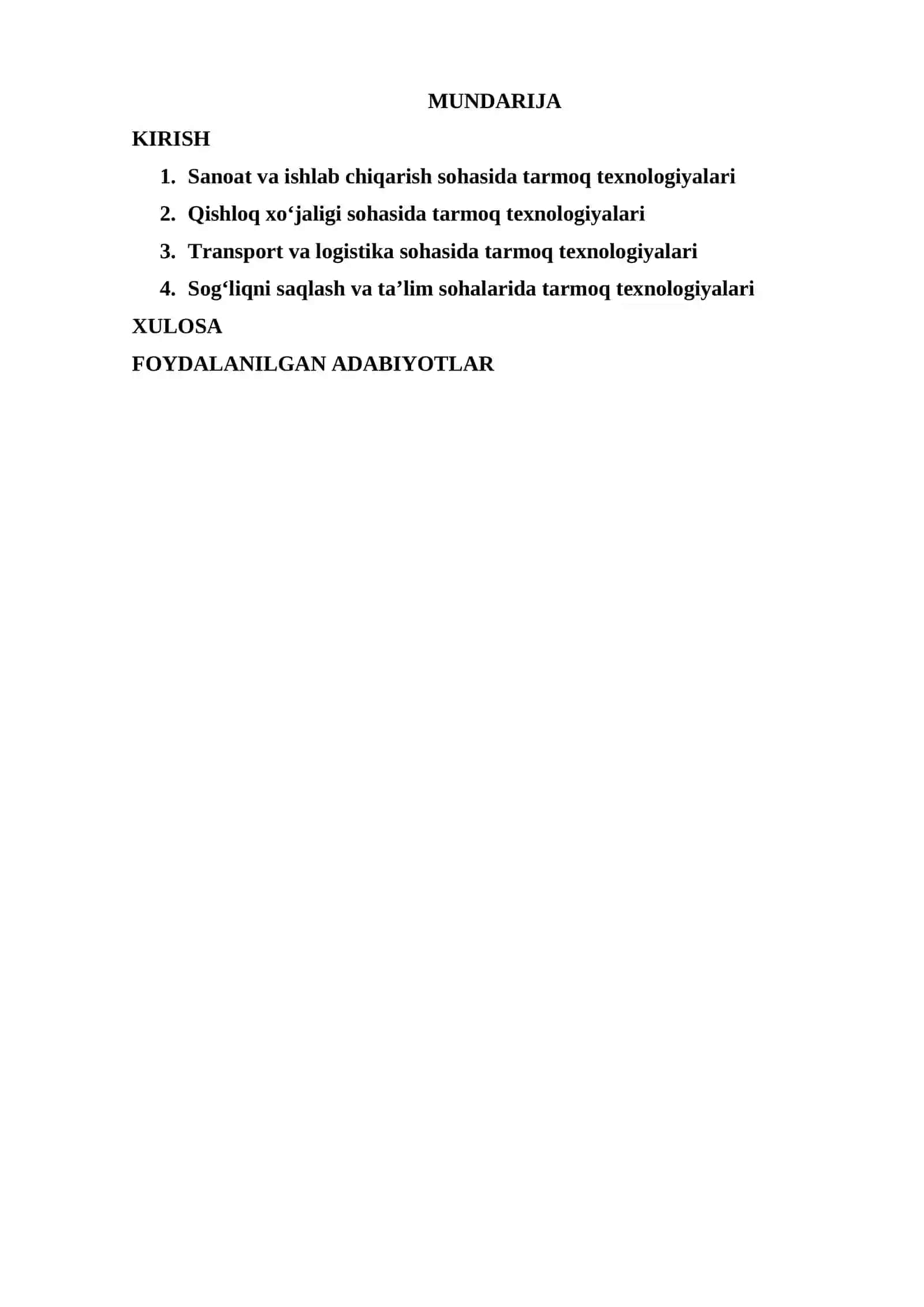 XALQ XO'JALIGINING TURLI SOHALARI VA TARMOQLARIDA TARMOQ TEXNALOGIYALARIDAN FOYDALANISH YO'LLARI 2