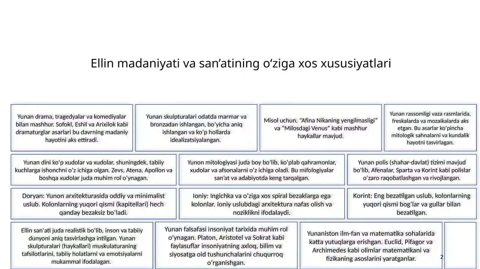 ANTIK DAVRI MADANIYATI VA SAN’ATI. 2